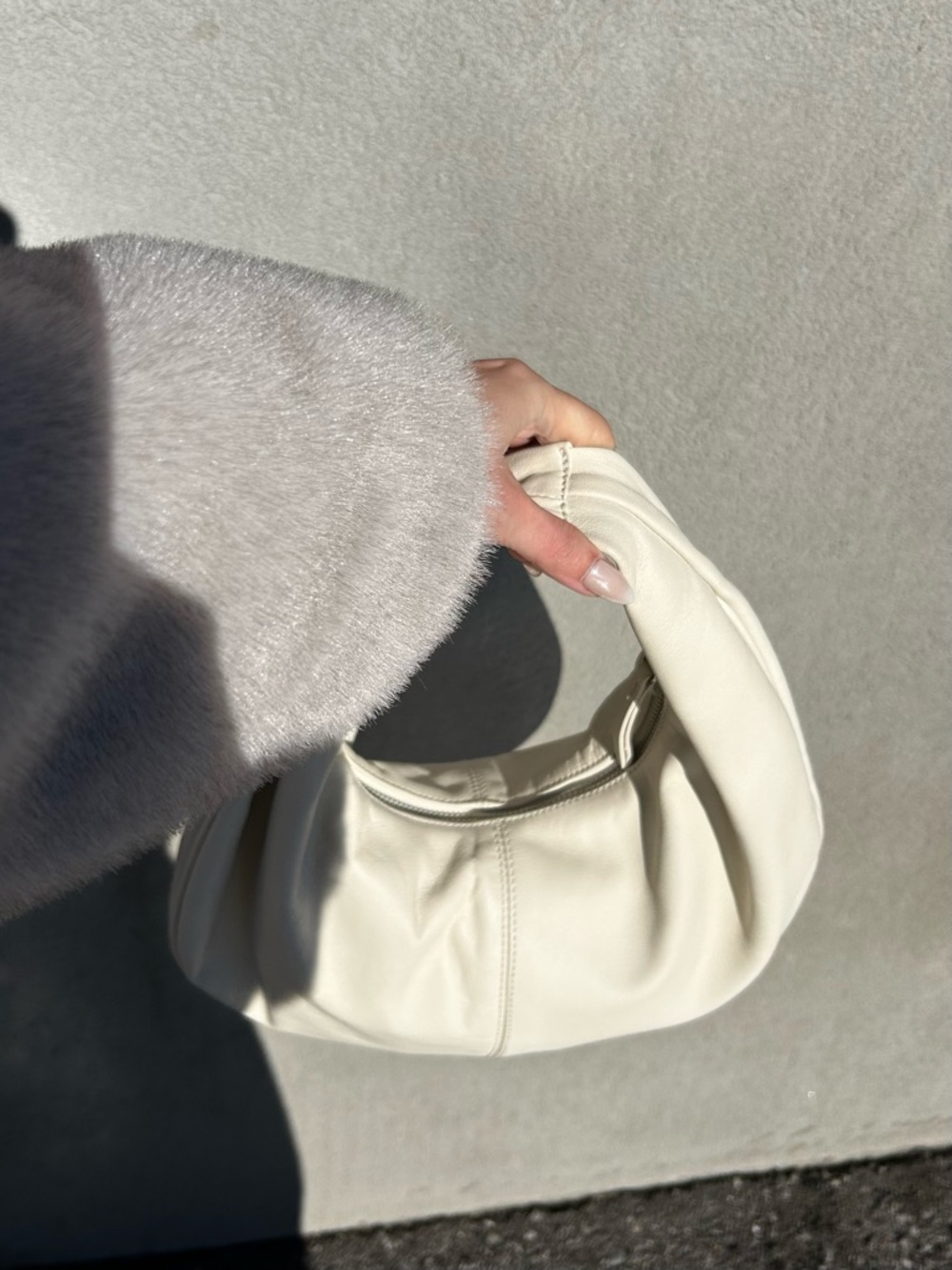 MANGO CREAM LEATHER BAG